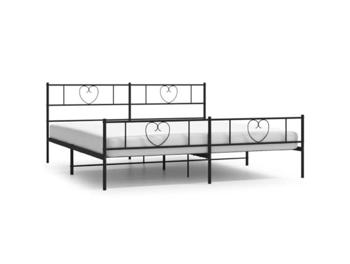 PUGYNBK Bettgestell aus Metall, Schwarz, 180 x 200 cm Pulverbeschichteter Stahl, Metalllatten und -beine, Stauraum darunter, funktionales Kopfteil