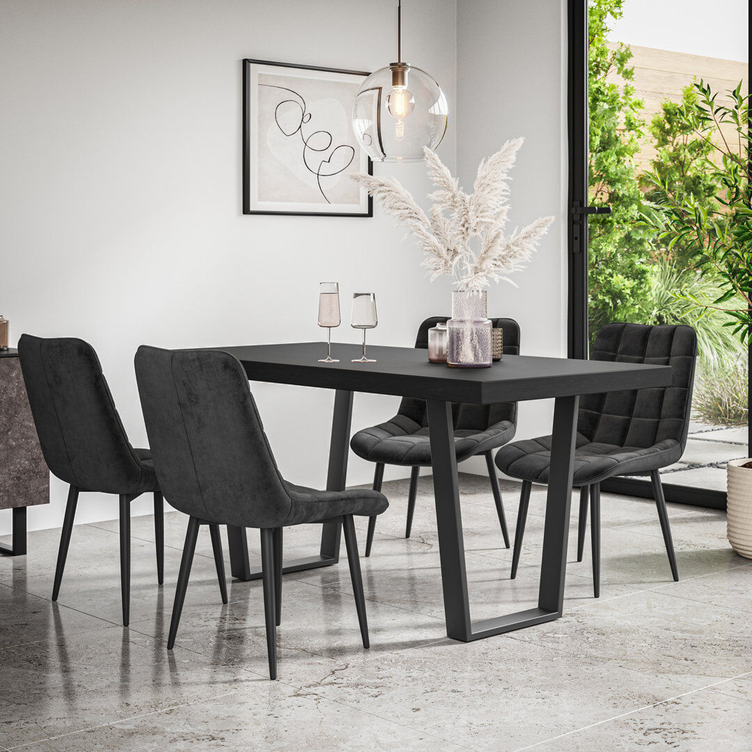 George Oliver Wapella Dining Set Black/Black/Black 4