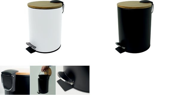 Helit Pedaalafvalbak The Bamboo 3 liter wit