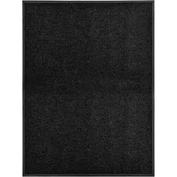 vidaXL Fußmatte Waschbar Schwarz 90x120 cm