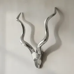 KADIMA DESIGN Wanddekoration Hirschgeweih in Silber, modernes Design, aus poliertem Aluminium, 80x110 cm, handgefertigt und einzigartig