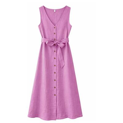 Mazine - Women's Sleeveless Linen Maxi Dress - Kleid Gr L rosa