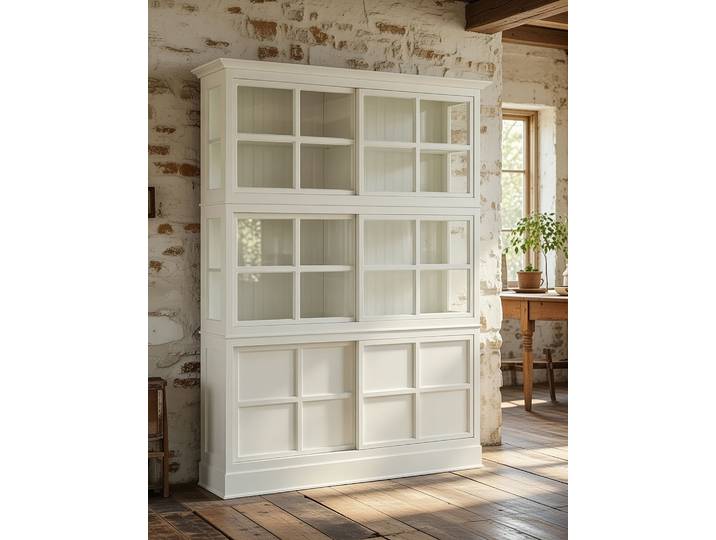 Vitrine 191 x 220 x 49cm Blanc/Pin blanc verni