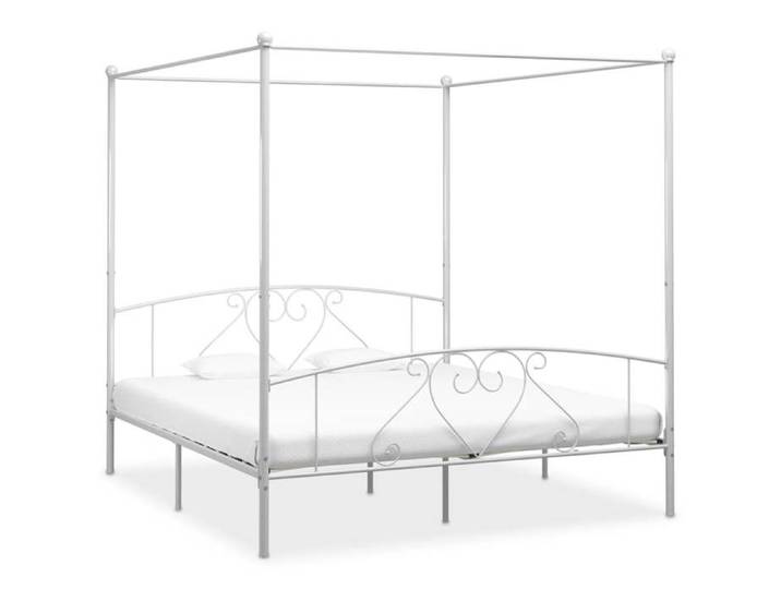 Blanc Cadre de Lit pour 180x200cm Lit Double - sans matelas - avec baldaquin blanc 180x200cm métal CL6812366