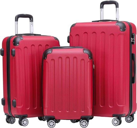 Famanu Hartschalen-Reisekoffer XL-L-M mit Twin-Rollen - Rot