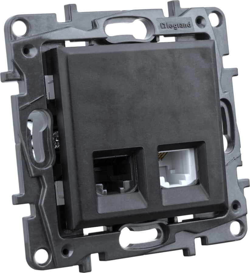 Legrand Computerstopcontact RJ45 en telefoonstopcontact RJ11, zwart