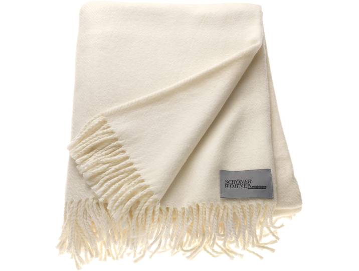 Wohndecke Basics, Kuscheldecke mit Fransen , beige (creme), B:140cm L:200cm, Baumwolle, Polyacryl, SCHÖNER WOHNEN-KOLLEKTION, Wohndecken, Wohndecke, mit Fransen, Kuscheldecke
