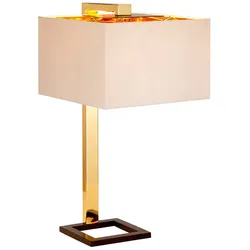 Tischlampe Schreibtischlampe Beistelllampe Keramik Beige H 61,5 cm Poliergold
