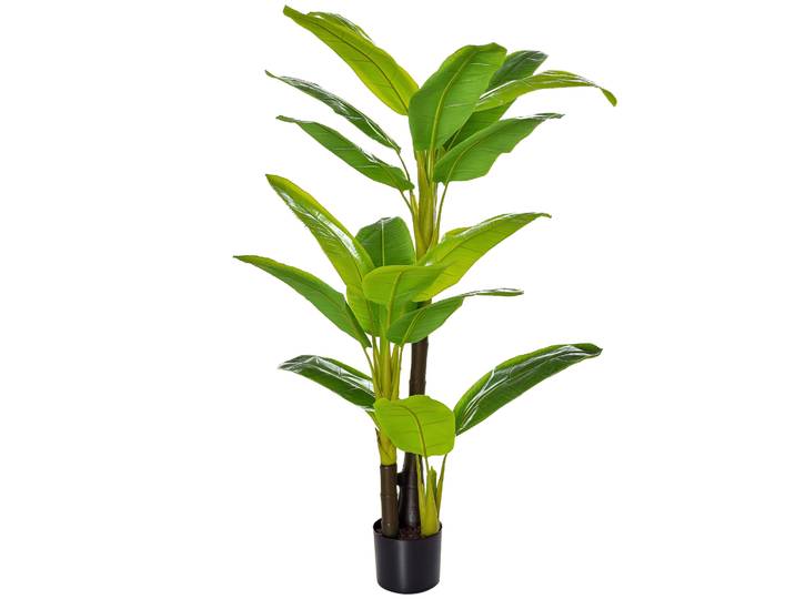 Homcom bananier artificiel 150 cm avec pot et 18 feuilles pour la décoration de la maison