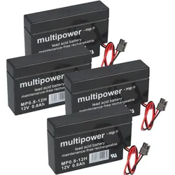 4x Multipower Blei-Akku MP0,8-12H Pb 12V 0,8Ah Heim und Haus Stecker Rollladen