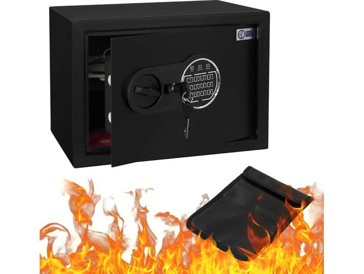 ECD Germany Safe Tresor 16L 35x25x25cm Stahl Wandtresor mit feuerfester Tasche Digitale Tastatur für Schmuck & Bargeld Möbelsafe PIN-Code & Schlüssel