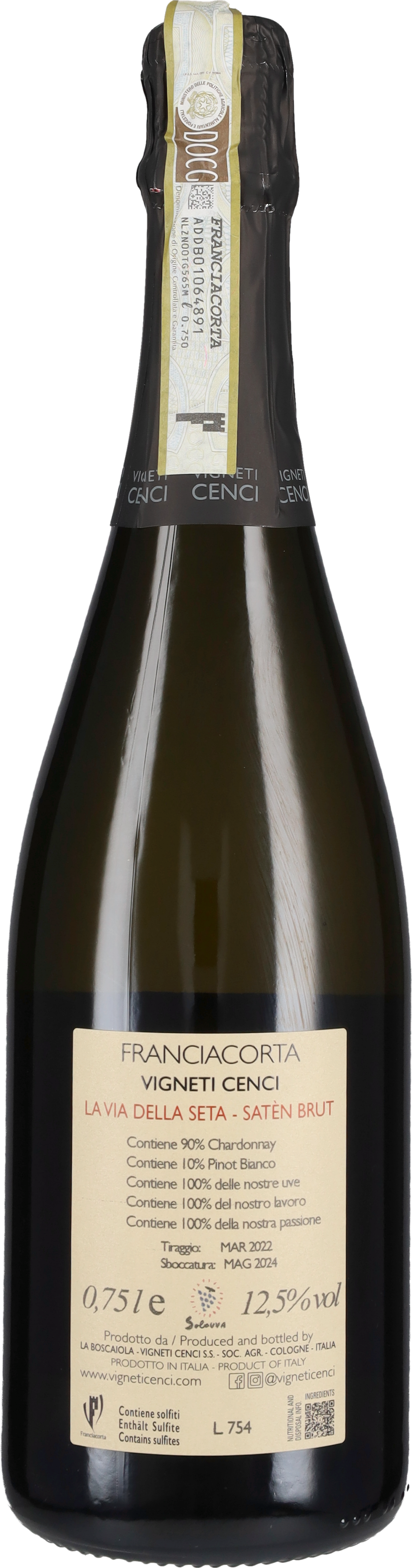 Franciacorta Brut Saten 'Via della Seta' Vigneti Cenci