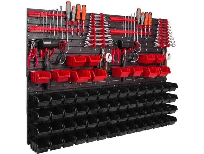 Étagère murale - BOTLE - 115x78 cm - Rouge - Système de rangement modulable - 68 pcs