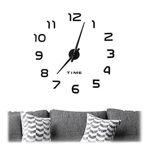 Relaxdays DIY wandklok met 3D-cijfers, modern, zwart