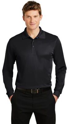 Sport-Tek ST657 Long Sleeve Micropique Sport-Wick Polo Shirt in Black size XL   Polyester