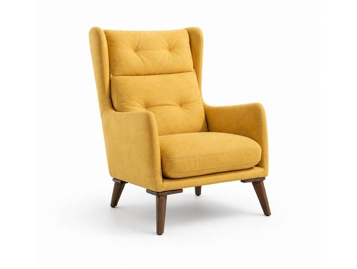 JVmoebel Ohrensessel Gelber Ohrensessel mit hoher Rückenlehne und Holzbeinen aus Italien (1-St), Made in Europa
