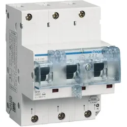 Hager, Schutzschalter, HAG HTN350C SLS Schalter 3 polig Cs-Charakteristik 50A für Hutschienenmontage