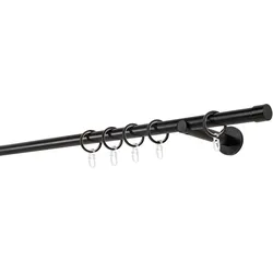 20mm,1-läufig,Rohr,Wandträger 12cm,Endstück cap Farbe: Schwarz, Größe: 170cm