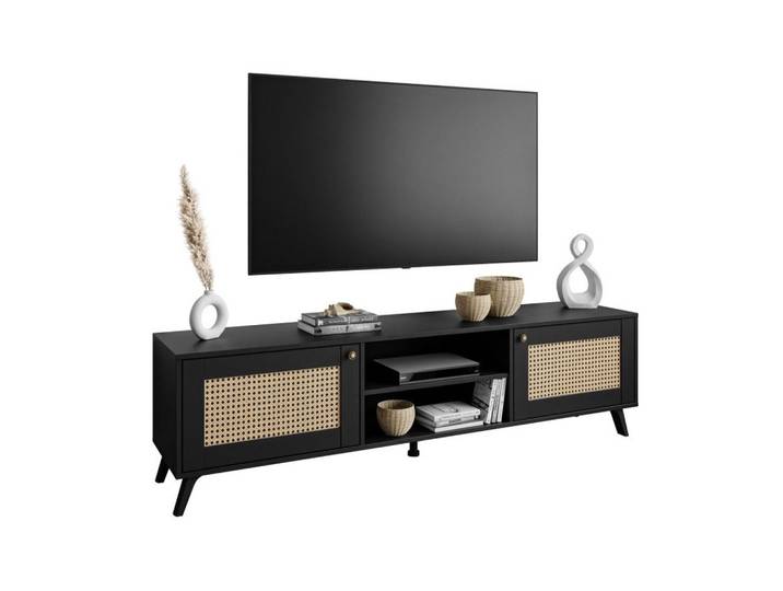 TV-SCHRANK VIENNA 3D mit Wiener Geflechtimitation / Schwarz