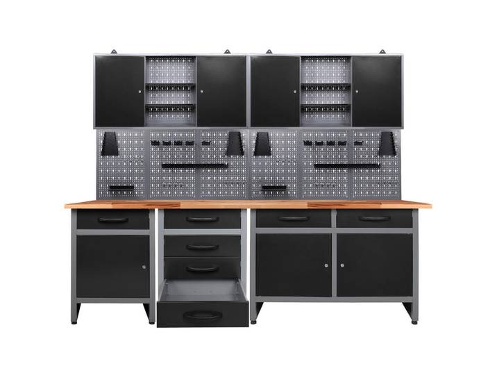 Werkbank-Set Entdecker B: 240 cm Anthrazit/Grau
