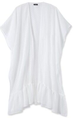 Women's Swiss Dot Ruffle Shawl by Accessories For All in White