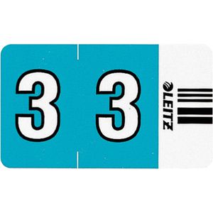 Leitz Ziffernsignale Orgacolor, 6603-00-00, Nummer 3, hellblau, selbstklebend, mit Strichcode, 500 Stück