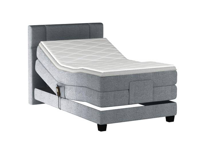Esposa Boxspringbett, Graphit, Kunststoff, Kiefer, vollmassiv, H2, 7,7-Zonen, Höhe ca. 18 cm, 100x200 cm, gepolstertes Kopfteil, Stoffauswahl, Schlafzimmer, Betten, Boxspringbetten