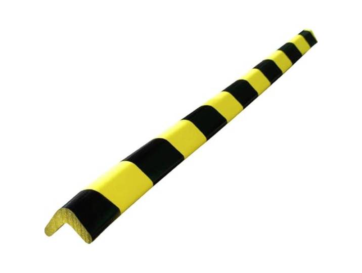 Hoekbescherming van schuimrubber, NBR-schuim, schuimrubber stootrand, Schokabsorberend, Bescherming Garages en Werkvloer, muurbescherming-opening maat 30x30 mm - lengte 75 cm- geel/zwart