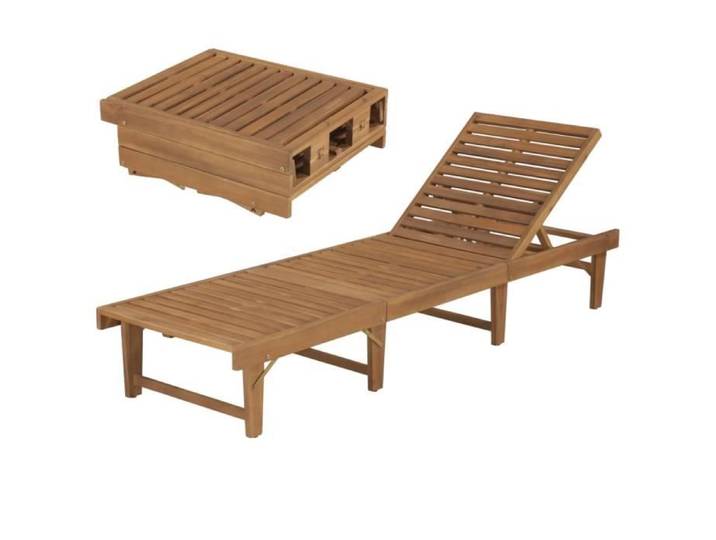Chaise longue pliable en bois d'acacia massif - RUR - Marron