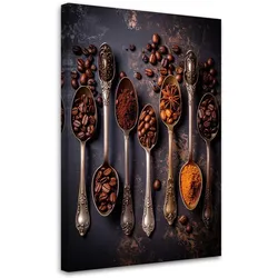 LEINWANDBILD Kaffee und silberne Löffel 40x60cm