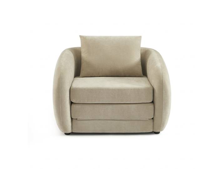 Fauteuil convertible tissu chenille 1 places grège