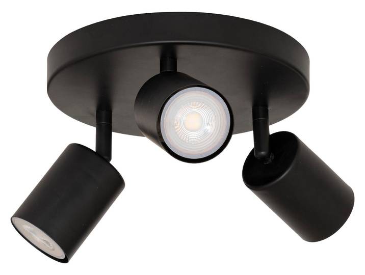 Lampes de plafond VICO\, abat-jours métalliques\, 3 points\, noirs