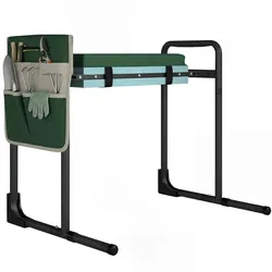 Outsunny Kniebank für Gartenarbeit Klappbar Gartenhocker mit Kniekissen, Werkzeugtaschen