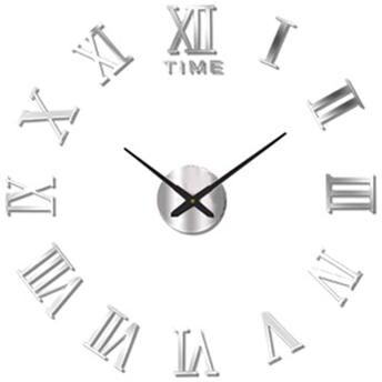 Inspired Finds 3D Luminous Frameless Wall Clock DIY Kit Modern Silent Glow Wall Decor silver Roman Luxury Style 3d 130cm = 51.18in
