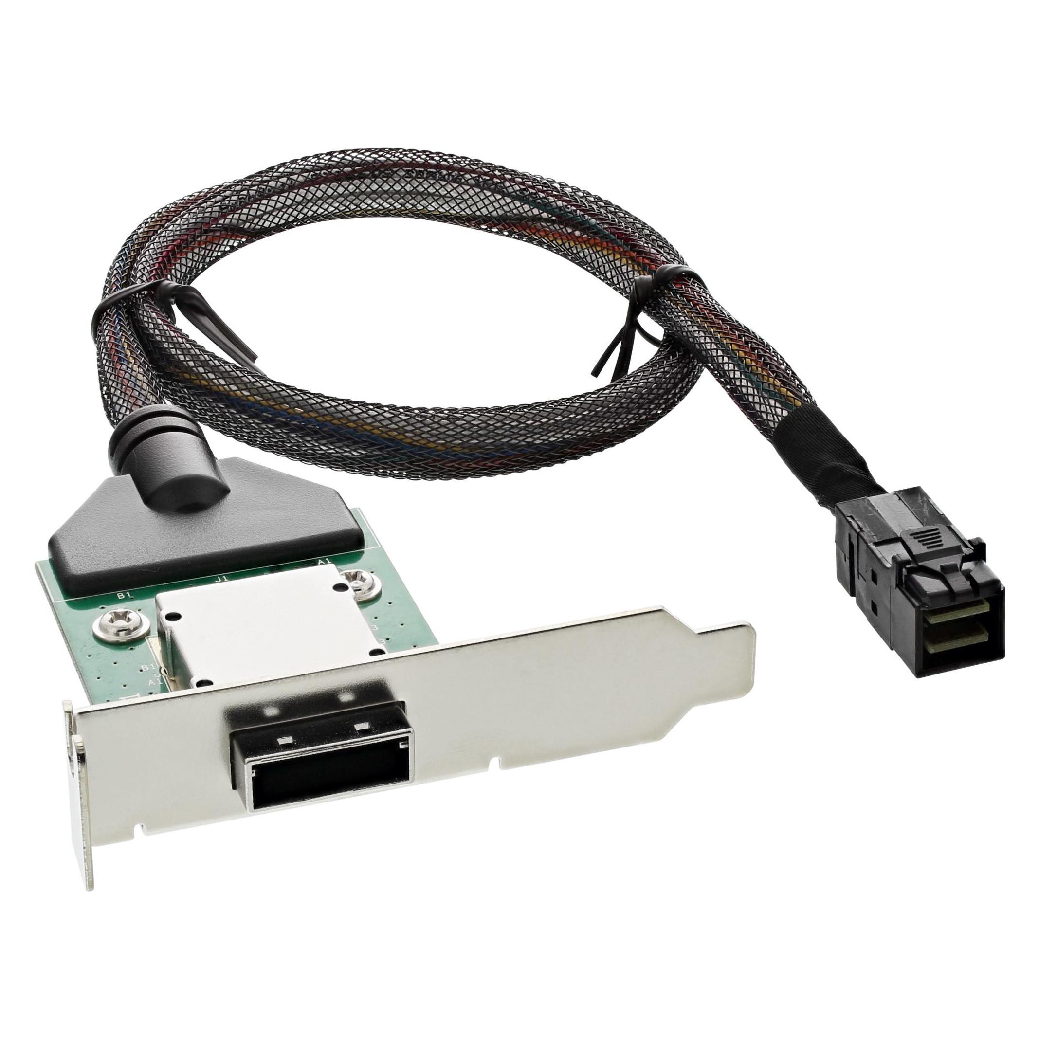 InLine SAS HD low profile PCI Slotblech mit Kabel, ext. SFF-8088 auf int. SFF-8643, 0,5m (50 cm, SAS) (27656C)
