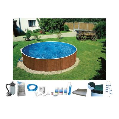 Rundpool MY POOL BWT "MAONI 3", braun (eichefarben), H:120cm Ø:360cm, Schwimmbecken, Rundpool, Aufstellpool in Holzoptik in verschiedenen Größen