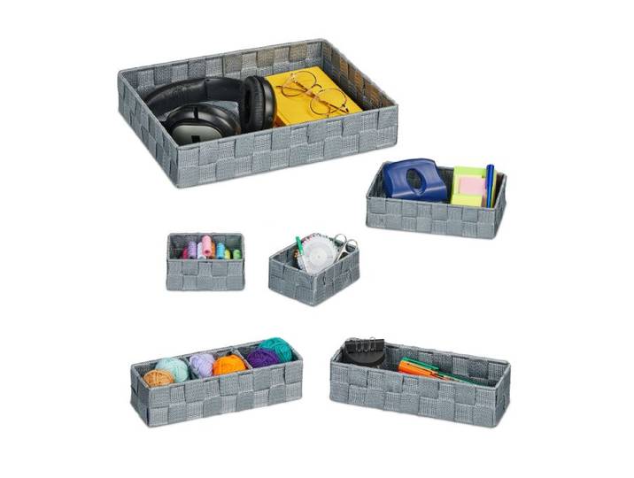 Relaxdays Opbergmand gevlochten set van 6