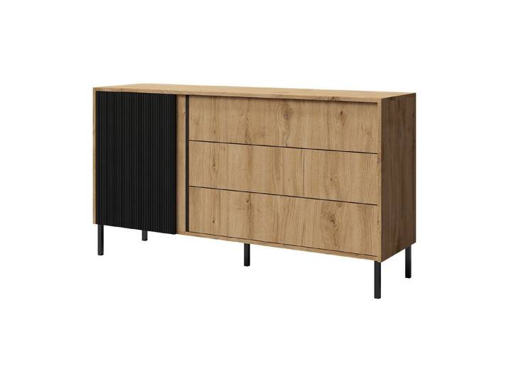 ROYAL24_MARKT Kommode Mia Kommode 145 cm mit 1 Tür und 3 Schubladen