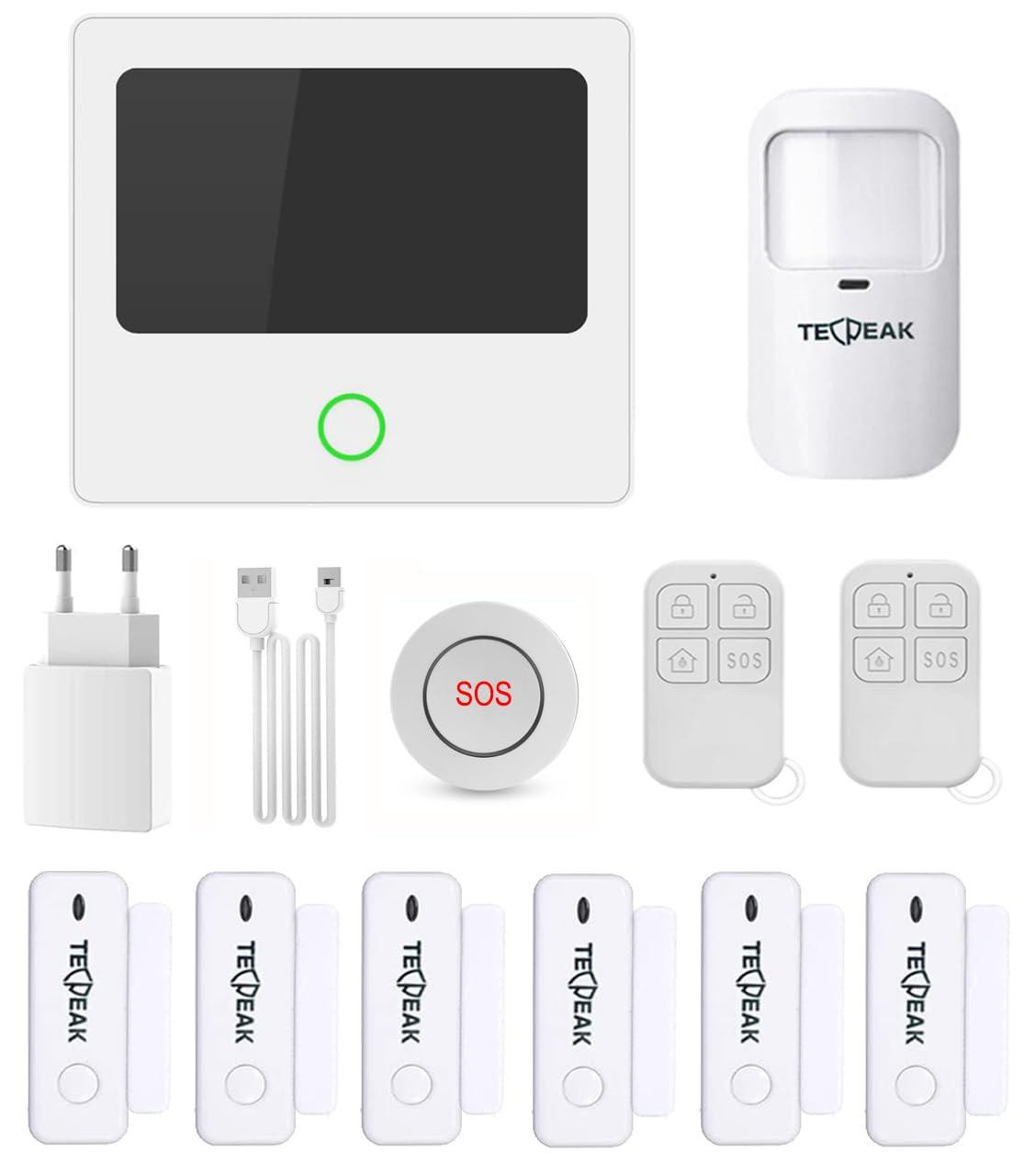 Selius Draadloos Huisalarmsysteem met 4G GSM Wifi en Deursensoren - Wit
