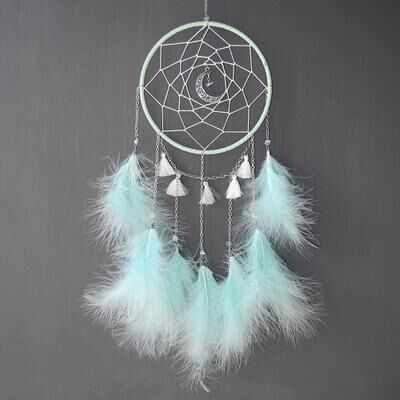 United Handmade Dream Catcher Wall Hanging Boho Wall Decor With Feather For Kids Bedroom Home Decoration green