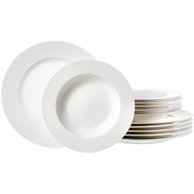 Tafelservice RITZENHOFF & BREKER "Saphir", weiß, 12 Stk., Porzellan, Geschirr-Sets, Tafelservice, Teller Set, aus Porzellan für 6 Personen