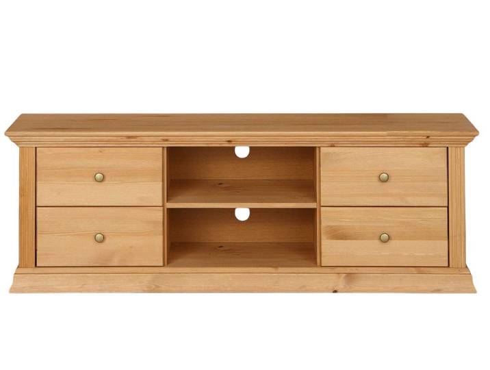 Clever-Moebel TV-Schrank TV-Lowboard Kiefer massiv, TV-Schrank 141 cm, 4 Schubladen Breite: 141cm, Tiefe: 39cm, Höhe: 47cm