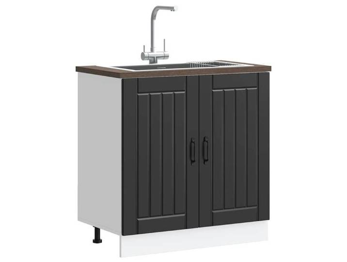 Promo 2026 Meuble de base de lavabo Lucca noir bois d'ingénierie - S2156586