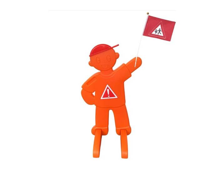 Relaxdays Warnfigur Kinder mit Fahne