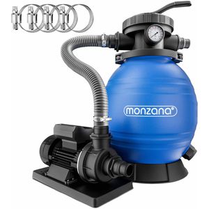 Monzana Sandfilteranlage 100938, Manometer, 400 W, 10.200 l/h, Pools bis 35.000 Liter, Schlauchanschluß Ø 32mm, 7-Wege-Ventil