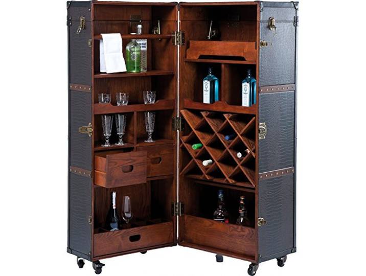 Kare Design Schrankkoffer Bar Colonial, Barkoffer im Kolonialstil, Braun, Schrankbar Kolonial, Barschrank Kroko, (H/B/T) 154x61x61cm