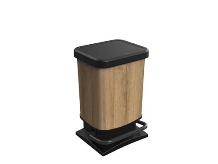 Rotho Mülleimer mit Pedal, Polypropylen, 20 l, Braun