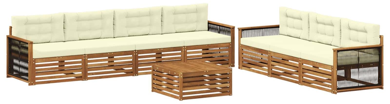 Outdoor-Sofagarnitur mit Kissen 8 pcs Natur und Creme
