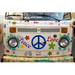 Fototapete PAPERMOON "Frieden und Liebe", bunt, B:4m L:2,6m, Vlies, Tapeten