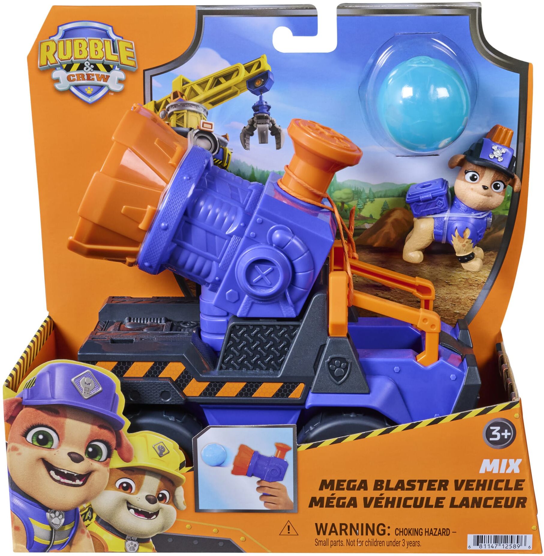 Rubble ; Crew Mix Mega Blaster 2-in-1 Construction Vehicle with Figure, Spin Master, 2-in-1 Construction Play